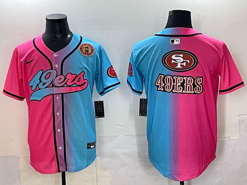 Men 2025 San Francisco 49ers Blank Blue pink Nike Limited NFL Jersey style 06->san francisco 49ers->NFL Jersey